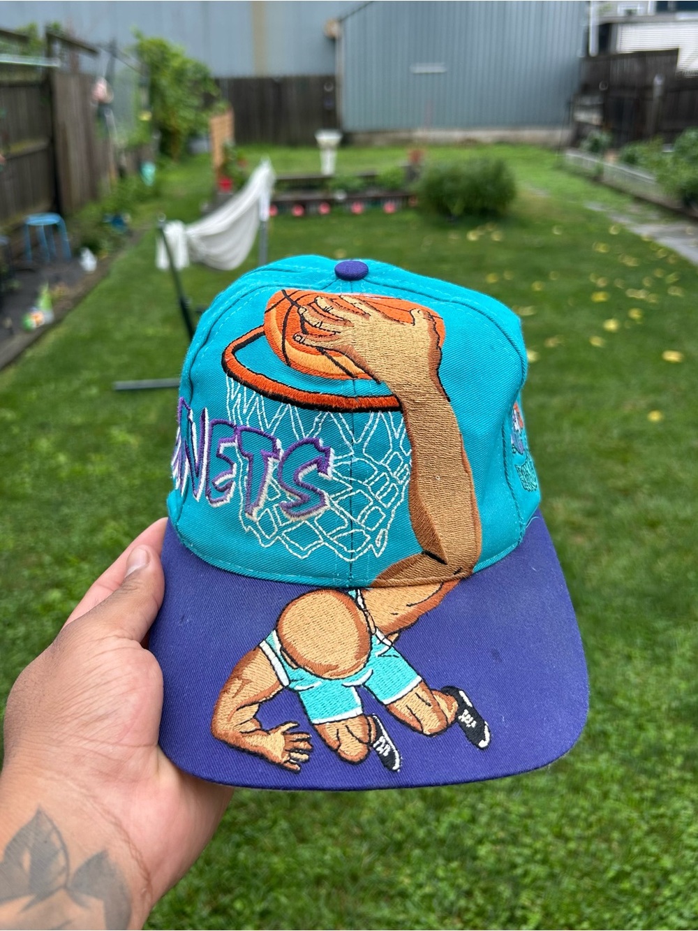 VTG Rare 90s Charlotte Hornets Drew Pearson Slam Dunk Snapback One Size Fits All